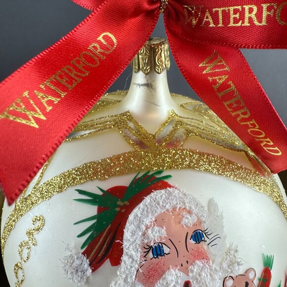 Waterford 2002 Annual Santa Ball Glass Ornament With Box 4.5" - Picture 3 of 6